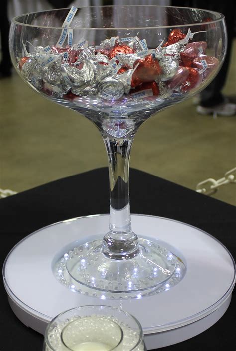 oversized champagne glass centerpieces.